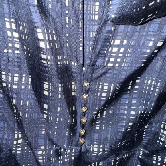 Tory Burch Saffield Blouse, Navy Blue SZ 14 - Picture 5 of 7
